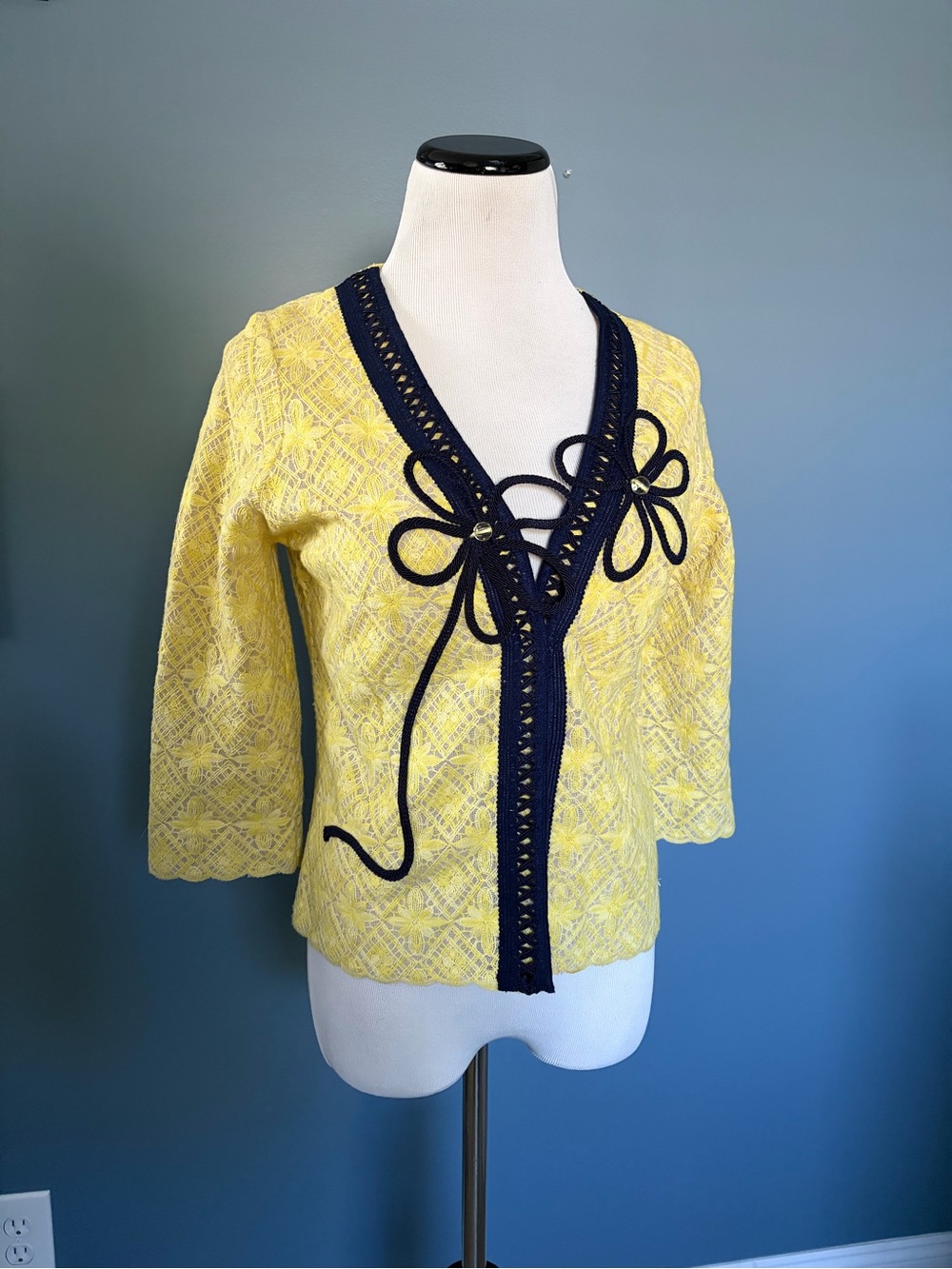 Anthropologie Field Flower Midnight Daisy Cardigan.